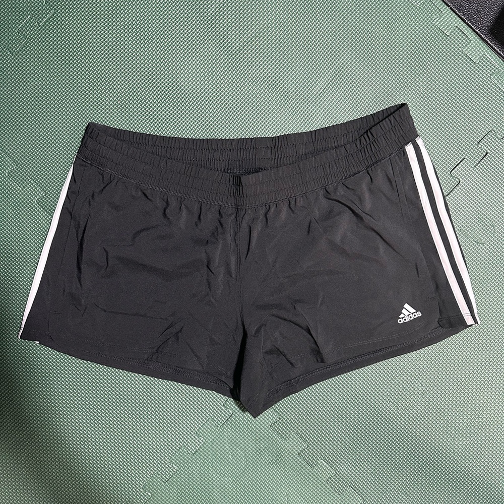 Adidas Women's Black Athletic Shorts with White Stripes